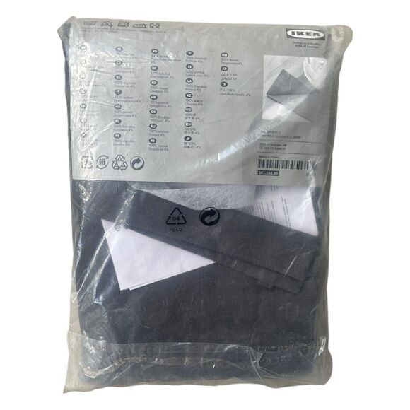 Ikea RITVA Curtains 1 pair 100% Cotton with Tie-Backs 57" x 98" Dark Grey New - Picture 3 of 4